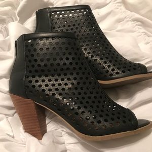 Black peep toe booties